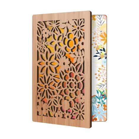 Cartes-cadeaux en bambou durable et faites à la main pour toutes les occasions | Cadeaux uniques pour toutes les personnes aimées | Souvenirs en bois avec motif de fleurs sauvages.