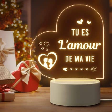 Pandasch Cadeau Homme Unique, Idée Cadeau pour Homme Amoureux – Veilleuse Personnalisée, Cadeau Anniversaire Mariage, Cadeau Amoureux pour Elle et Lui – Mon Amour Éternel.