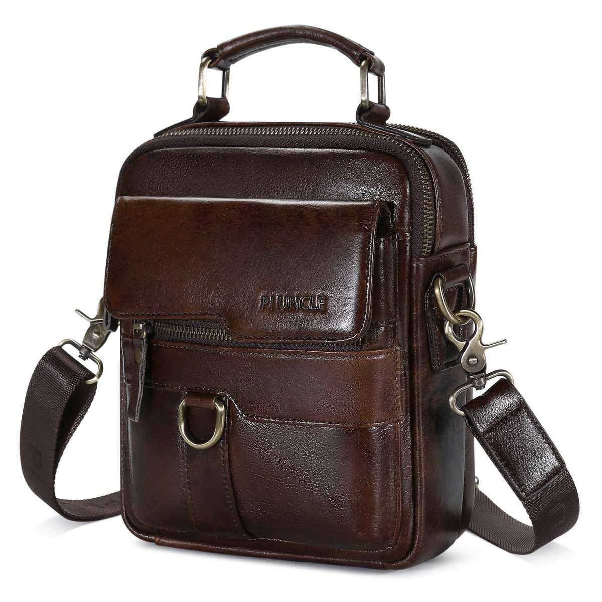 BAIGIO Sacoche Homme Cuir Sac pour Homme Petit Sac à Bandoulière Sacs de Messager Vintage Sacoche Décontractée Sac Croisé adapté à la Vie Quotidienne en Voyage d’Affaires