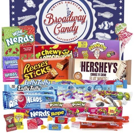 Assortiment de délicieux bonbons américains Broadway – Coffret cadeau de chocolat pour enfants et adultes – Idéal pour célébrer anniversaires, Noël, Thanksgiving et Halloween.