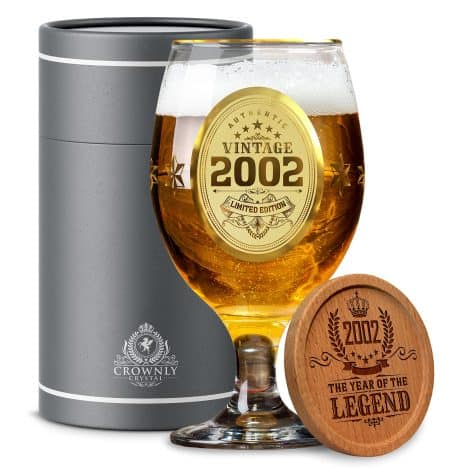 Set de verres à bière Kies®GIFT 2002 pour homme ou femme de 21 ans, idées cadeaux d’anniversaire originales avec cocktails.