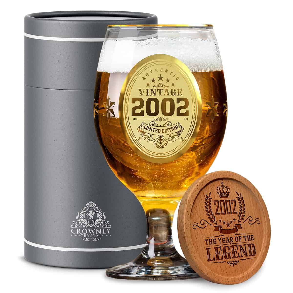 Kies®GIFT 2002 Verre De Bière 21 Ans Cadeau Homme Femme Bon Anniversaire Décoration D'anniversaire 21 Ans cadeaux Idée Cadeau Pour Homme Cadeau D'anniversaire Homme Cadeau Original Cocktail Lot