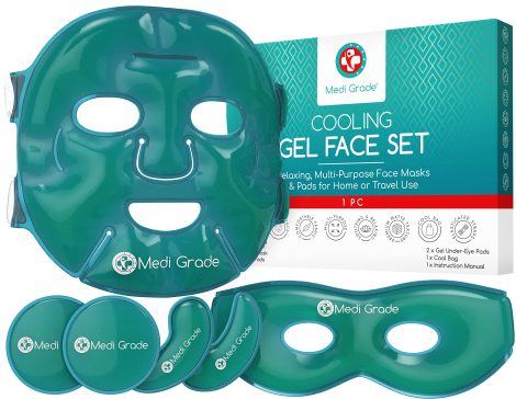 Masque Rafraîchissant pour le Visage et les Cernes de Medi Grade – Avec Gel Yeux – Pochette Refroidissante – Réduit les Poches.