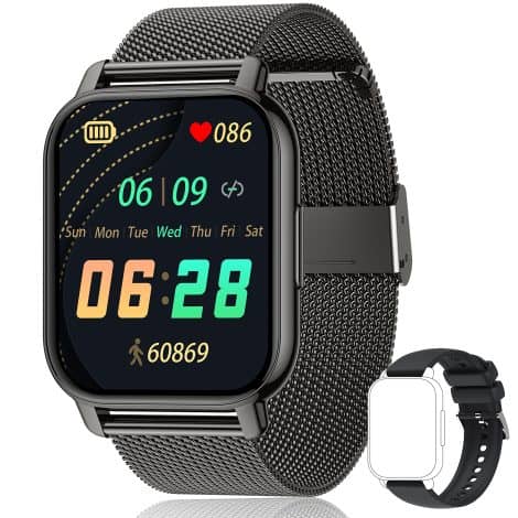 Montre connectée pour hommes et femmes Narcid, 1,85″ HD, Bluetooth, 112 modes sportifs, étanche IP68, podomètre, fréquence cardiaque SpO2, compatible Android iOS.