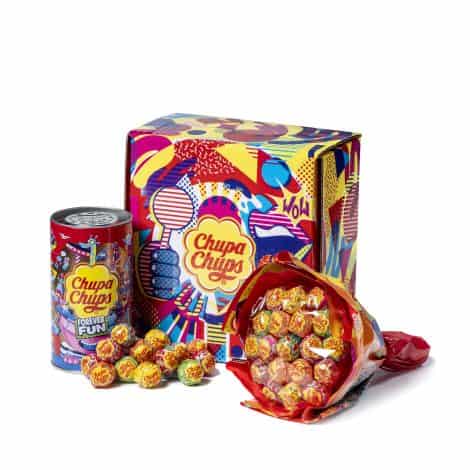 Chupa Chups – Ensemble cadeau avec bouquet de sucettes et boîte métallique collector – 35 parfums fruités – Original, anniversaires, toutes les occasions.