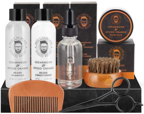 BRUBAKER – Ensemble complet pour prendre soin de votre barbe – 7 accessoires essentiels – Idéal en cadeau pour homme.