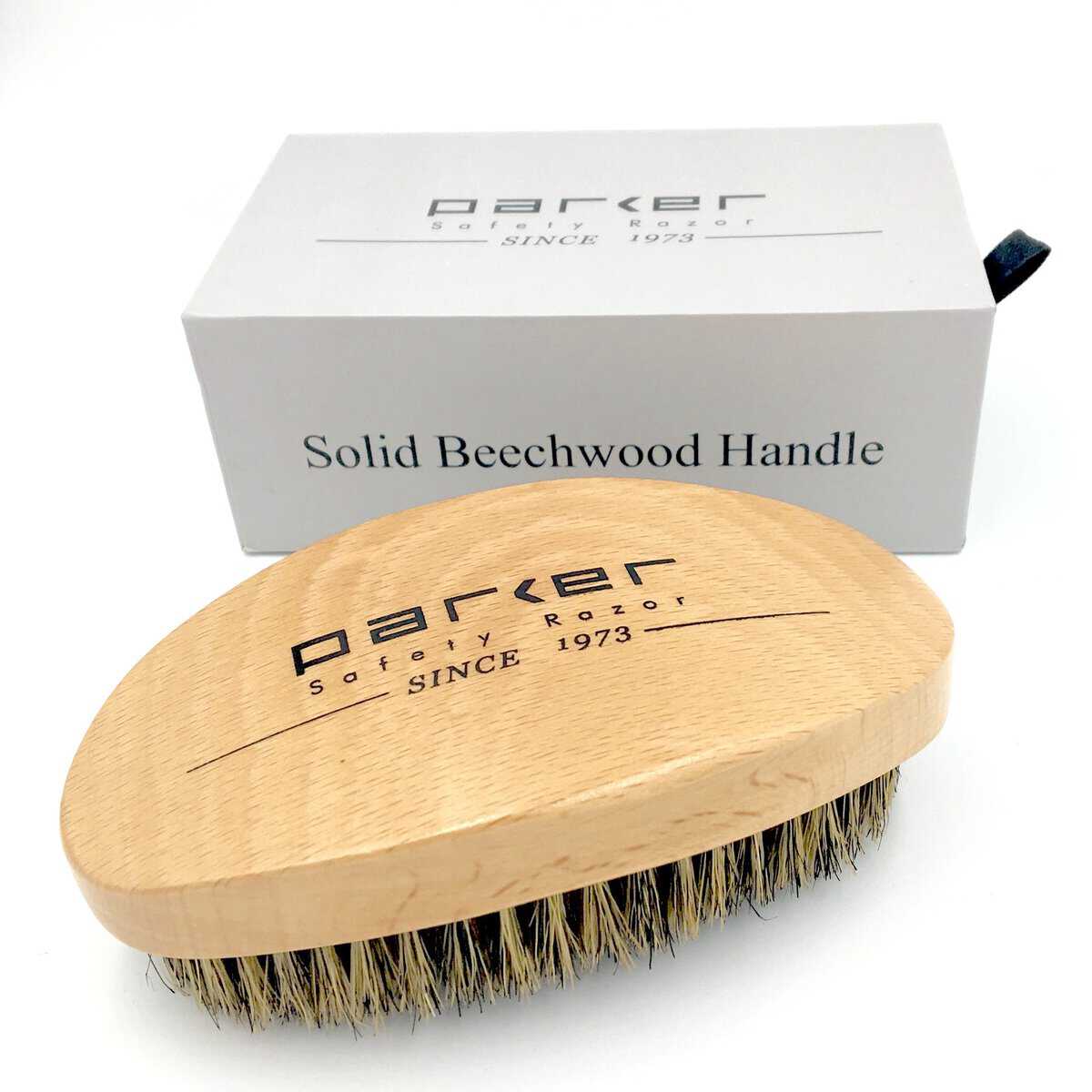 Parker Safety Razor Parker Beechwood naturel poils de sanglier Barbe Brosse et brosse à cheveux - Poignée ergonomique -dans une boîte cadeau Trop- Un Essential Vêtements pour hommes toilettage outil