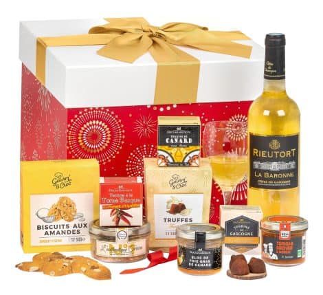 Coffret Gourmand “Bouquet de saveurs” par DUCS DE GASCOGNE – Idéal pour offrir – 9 produits + vin.